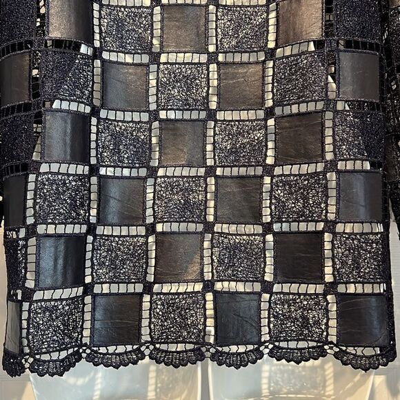 Frank Lyman Navy‎ Blue Patchwork Design Zip Up Jacket Size Small - Picture 10 of 12